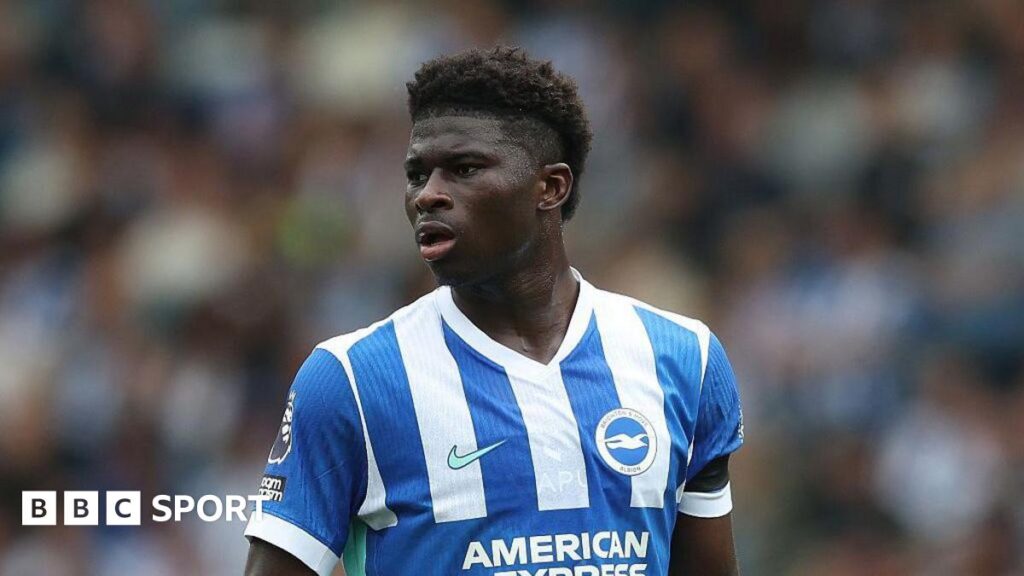 Carlos Baleba in action for Brighton against Fulham