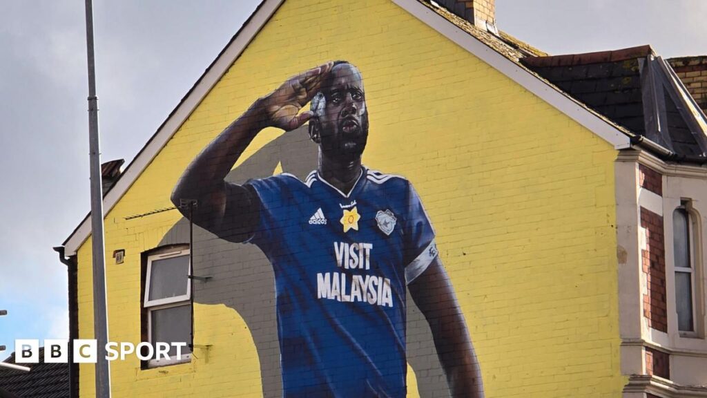 The mural of Sol Bamba on the side of a Cardiff house