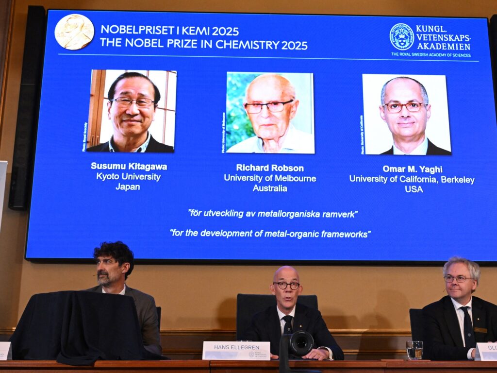 Chemistry Nobel Prize awarded to trio in field of metal-organic frameworks | News