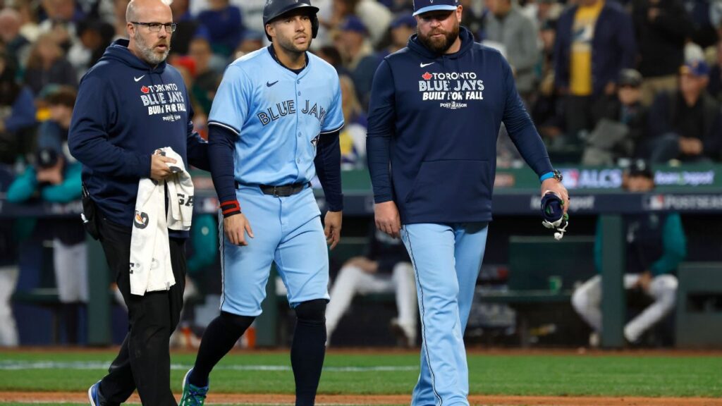 Jays' George Springer hit on knee by pitch; X-rays negative