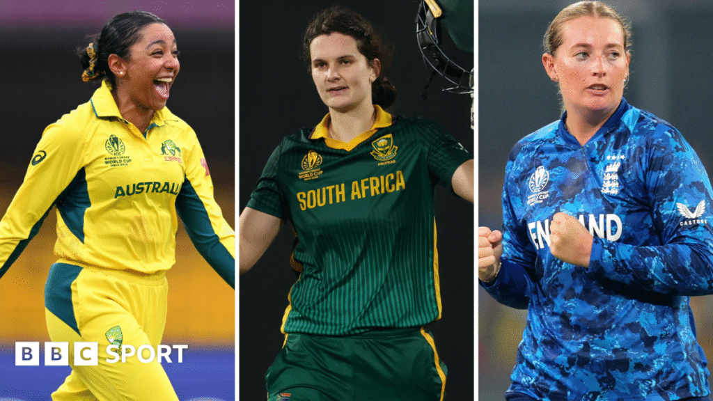 Women’s Cricket World Cup: BBC Sport team of tournament revealed Alana King, Laura Wolvaardt and Sophie Ecclestone celebrate during the 2025 World Cup